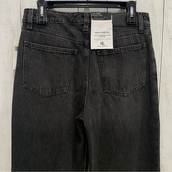 Lauren Ralph Lauren Wide Leg Mid Rise Non Stretch Jeans Creased Easy W27 Size 4 - Picture 9 of 15